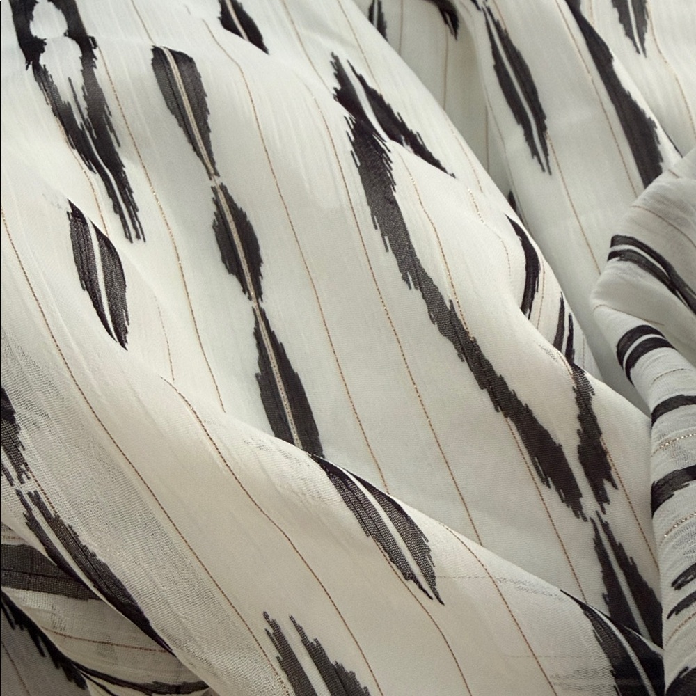 White House Black Market White lurex print Halter Leila ikat ecru Maxi dress 14 - Picture 8 of 8